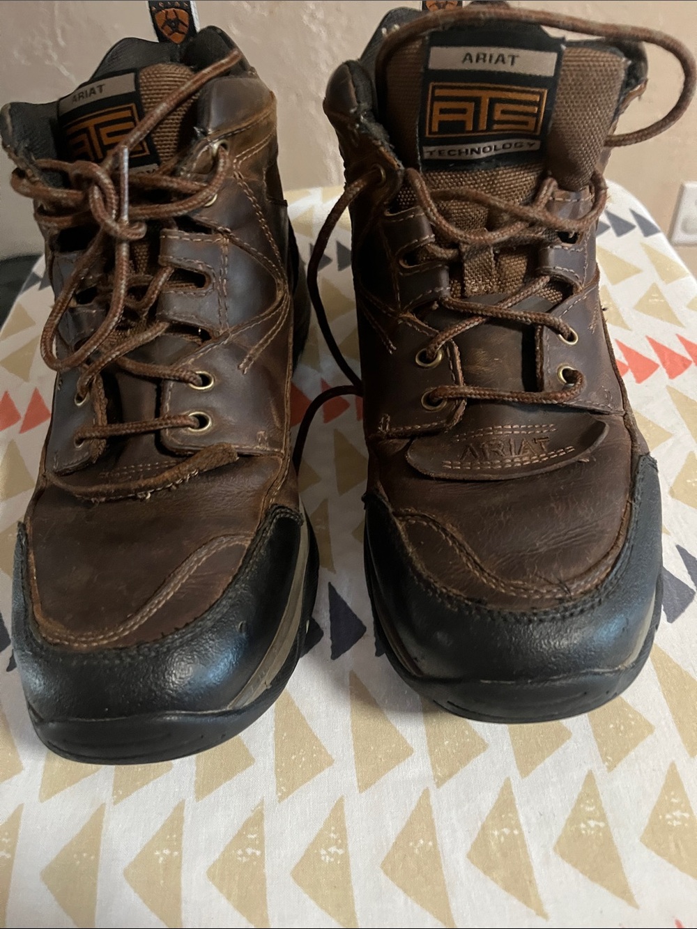 Ariat Men's Dark Brown Leather Work Boots with Black Toe